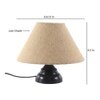Slim Beige Natural Fiber Shade Table Lamp with Black Iron Base