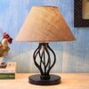 Ethelwyn Beige Natural Fiber Shade Table Lamp with Black Iron Base