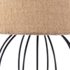 Snow Beige Natural Fiber Shade Table Lamp with Black Iron Base