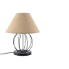 Snow Beige Natural Fiber Shade Table Lamp with Black Iron Base