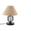 Wolcott Beige Fabric Shade Table Lamp with Black Iron Base