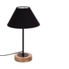 Keenan Black Fabric Shade Table Lamp with Natural Wood & Iron Base