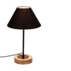 Keenan Black Fabric Shade Table Lamp with Natural Wood & Iron Base