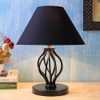 Maidie Black Fabric Shade Table Lamp with Black Iron Base