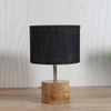 Agatha Black Natural Fiber Shade Table Lamp with Natural Wooden Base