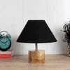 Alice Black Fabric Shade Table Lamp with Natural Wooden Base