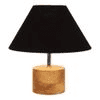 Alice Black Fabric Shade Table Lamp with Natural Wooden Base