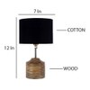 Danielle Black Fabric Shade Table Lamp with Natural Wooden Base