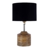 Danielle Black Fabric Shade Table Lamp with Natural Wooden Base