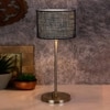 Hakeem Blue Natural Fiber Shade Table Lamp with Steel Steel Base