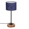 Marlon Blue Natural Fiber Shade Table Lamp with Natural Wood & Iron Base