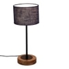 Marlon Blue Natural Fiber Shade Table Lamp with Natural Wood & Iron Base