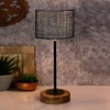 Marlon Blue Natural Fiber Shade Table Lamp with Natural Wood & Iron Base