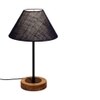 Rogelio Blue Natural Fiber Shade Table Lamp with Natural Wood & Iron Base