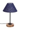 Rogelio Blue Natural Fiber Shade Table Lamp with Natural Wood & Iron Base