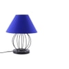 Patton Blue Fabric Shade Table Lamp with Black Iron Base