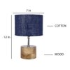 Tre Blue Natural Fiber Shade Table Lamp with Natural Wooden Base