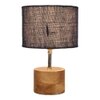 Tre Blue Natural Fiber Shade Table Lamp with Natural Wooden Base
