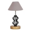 Gracelyn Grey cotton Table lamp with Wood & Iron Base