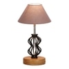 Gracelyn Grey cotton Table lamp with Wood & Iron Base