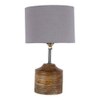 Edith Grey Fabric Shade Table Lamp with Natural Wooden Base