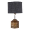 Gwendolyn Grey Natural Fiber Shade Table Lamp with Natural Wooden Base