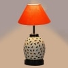 Maren Orange cotton Glass Table lamp with Iron Base