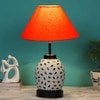 Maren Orange cotton Glass Table lamp with Iron Base