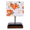 Dario Multicolour Fabric Shade Table Lamp with Brown Wood & Steel Base