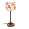 Reginald Multicolour Fabric Shade Table Lamp with Natural Wood & Iron Base