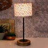 Harris Multicolour Fabric Shade Table Lamp with Natural Wood & Iron Base
