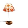 Lucas Multicolour Fabric Shade Table Lamp with Natural Wood & Iron Base