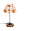 Lucas Multicolour Fabric Shade Table Lamp with Natural Wood & Iron Base