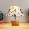 Christina Multicolour Fabric Shade Table Lamp with Natural Wooden Base