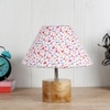 Claire Multicolour Fabric Shade Table Lamp with Natural Wooden Base