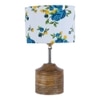 Eudora Multicolour Fabric Shade Table Lamp with Natural Wooden Base