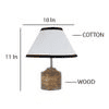 Joan Multicolour Fabric Shade Table Lamp with Natural Wooden Base