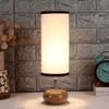 Nadine Multicolour Fabric Shade Table Lamp with Natural Wooden Base