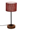 Jaxen Maroon Natural Fiber Shade Table Lamp with Natural Wood & Iron Base