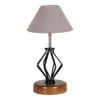 Sabrina Grey cotton Table lamp with Wood & Iron Base