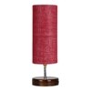 Kirby Maroon Jute table lamp with brown wood base