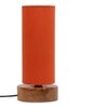 Flint Orange Fabric Shade Table Lamp with Natural Wooden Base