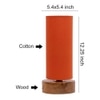 Flint Orange Fabric Shade Table Lamp with Natural Wooden Base