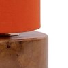 Flint Orange Fabric Shade Table Lamp with Natural Wooden Base