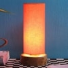 Flint Orange Fabric Shade Table Lamp with Natural Wooden Base