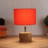 Wainwright Orange Fabric Shade Table Lamp with Natural Wooden Base