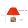 Arundhati Orange Fabric Shade Table Lamp with Natural Wooden Base