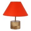Arundhati Orange Fabric Shade Table Lamp with Natural Wooden Base