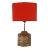 Doris Orange Fabric Shade Table Lamp with Natural Wooden Base