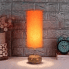 Maryse Orange Fabric Shade Table Lamp with Natural Wooden Base